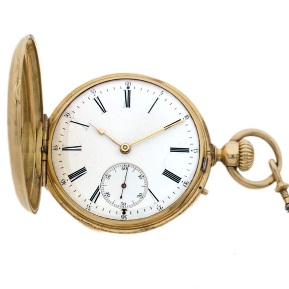 French 18 carat gold hunting cased lever watch Circa 1900 French 18 carat gold hunting cased lever watch Circa 1900