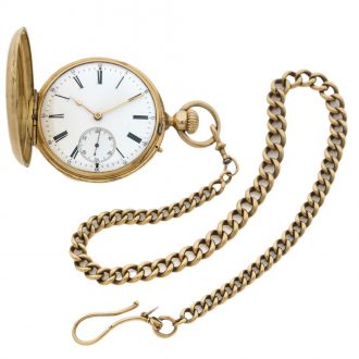 French 18 carat gold hunting cased lever watch Circa 1900