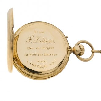 French 18 carat gold hunting cased lever watch Circa 1900