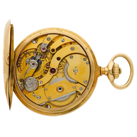 Swiss 18K yellow gold hunting cased lever watch Circa 1900 Swiss 18K yellow gold hunting cased lever watch Circa 1900