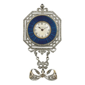 American platinum diamond-set and enamel lapel watch Circa 1910