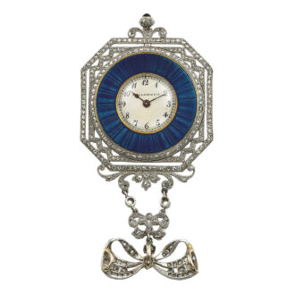American platinum diamond-set and enamel lapel watch Circa 1910