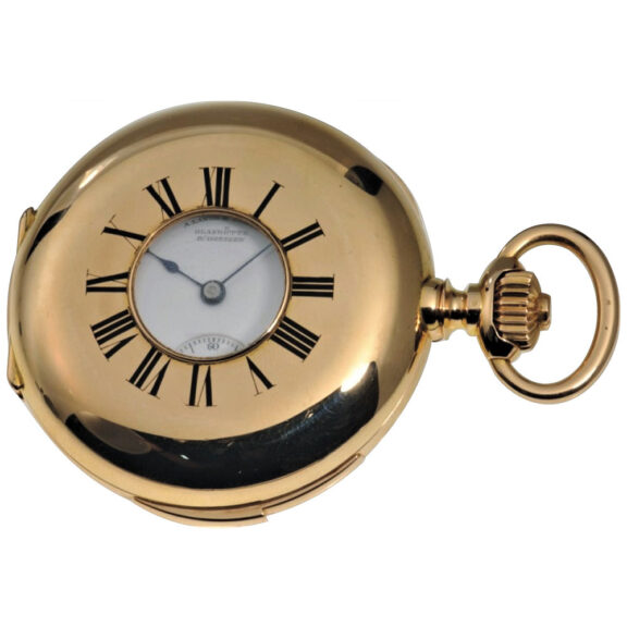 Exquisite German gold half hunter pocket watch Circa 1888 Exquisite German gold half hunter pocket watch Circa 1888