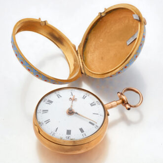 English gold unusual enameled pocket watch Circa 1805 English gold unusual enameled pocket watch Circa 1805