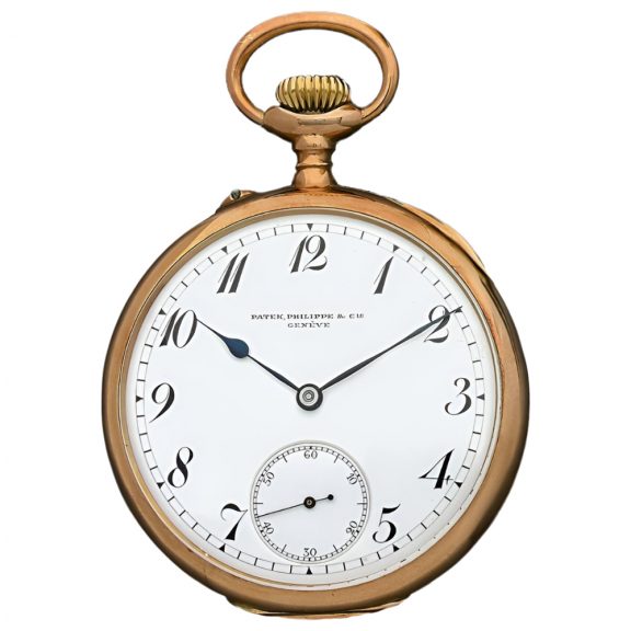 Swiss 18K gold open faced keyless pocket watch Circa 1870