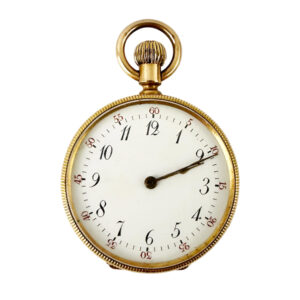 Swiss 18K gold open faced keyless pocket watch Circa 1870