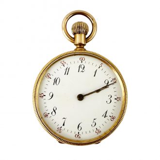 Swiss 18K gold open faced keyless pocket watch Circa 1870