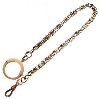Swiss 18 carat gold open faced lever watch with chain Circa 1881