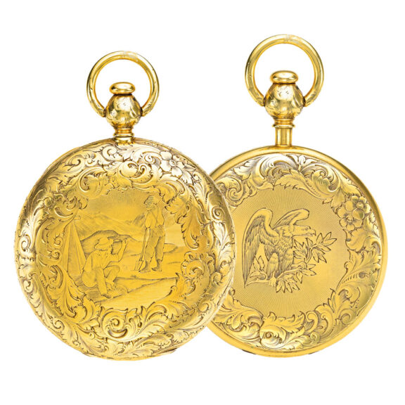 Swiss gold pocket watch with convertible case Circa 1860
