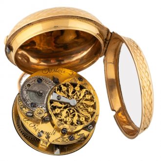 French 18K gold lavishly decorated pocket watch Circa 1775