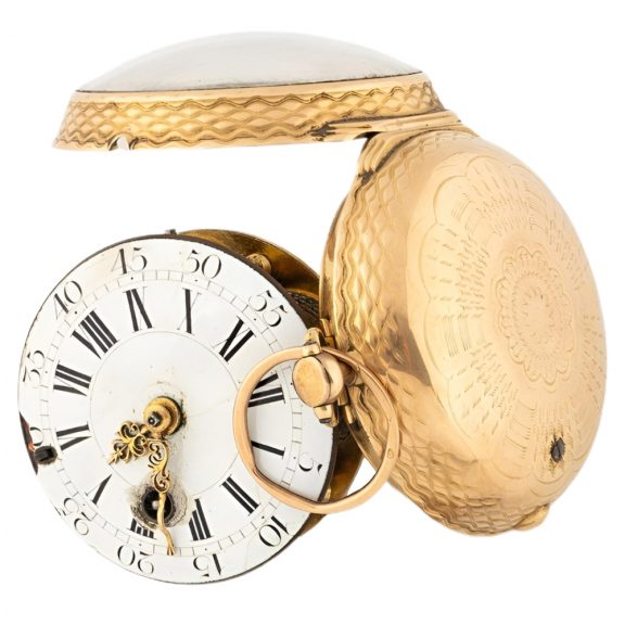 French 18K gold lavishly decorated pocket watch Circa 1775