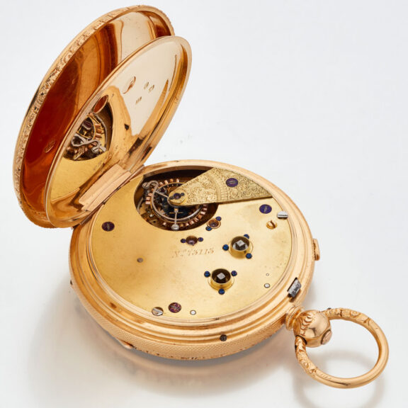 Rare English gold deck watch with tourbillon Circa 1878 Rare English gold deck watch with tourbillon Circa 1878