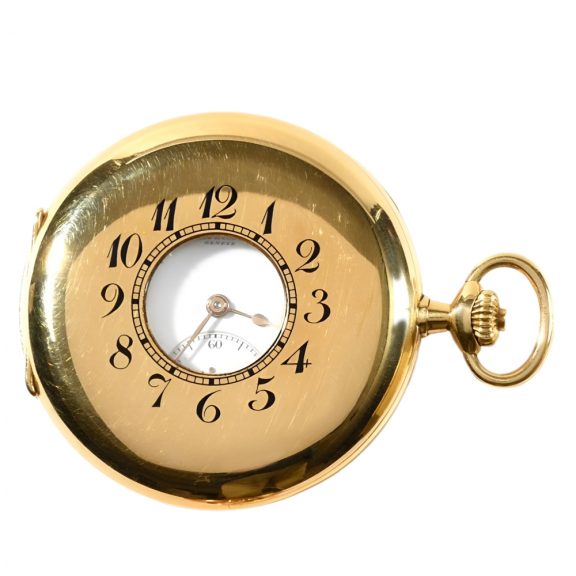 Swiss 18 carat gold half hunting cased lever watch Circa 1900