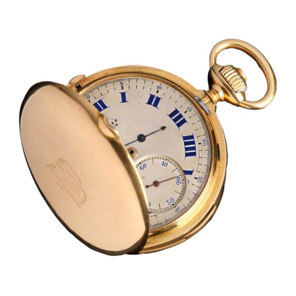 French 18K gold quarter repeating chronograph watch Circa 1912 French 18K gold quarter repeating chronograph watch Circa 1912
