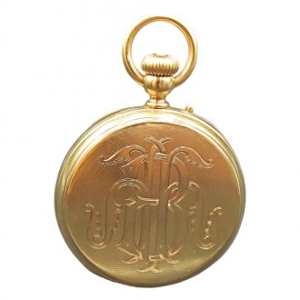 French 18K gold open faced keyless pocket watch Circa 1900