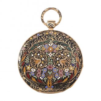 Swiss 18 carat gold and enamel open faced watch Circa 1850