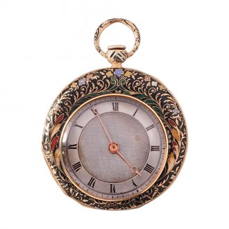 Swiss 18 carat gold and enamel open faced watch Circa 1850