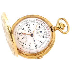 French gold keyless lever chronograph pocket watch Circa 1920