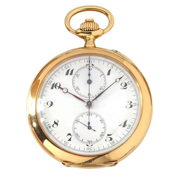 Swiss 18K gold pocket watch with chronograph Circa 1900