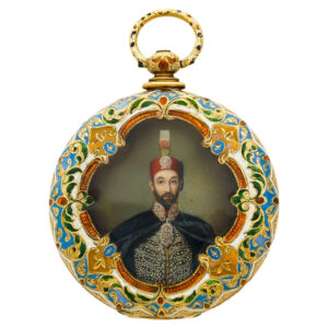 Swiss gold enamel watch made for the Turkish market Circa 1850