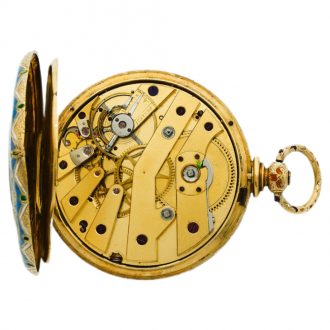 Swiss gold enamel watch made for the Turkish market Circa 1850
