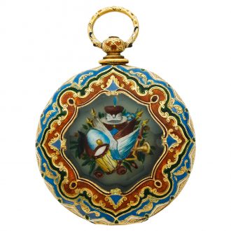 Swiss gold enamel watch made for the Turkish market Circa 1850