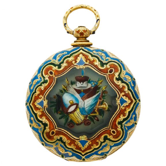 Swiss gold enamel watch made for the Turkish market Circa 1850 Swiss gold enamel watch made for the Turkish market Circa 1850