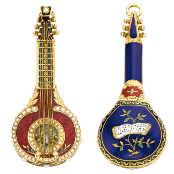 French gold, enamel and pearl set form watch Circa 1840 French gold, enamel and pearl set form watch Circa 1840