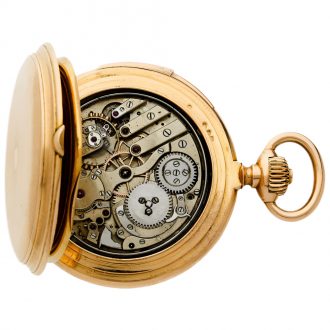 Swiss 18K gold hunting cased repeating lever watch Circa 1900