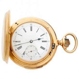 Swiss 18K gold hunting cased repeating lever watch Circa 1900