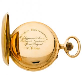 Swiss 18K gold keyless pocket watch with chronograph Circa 1895