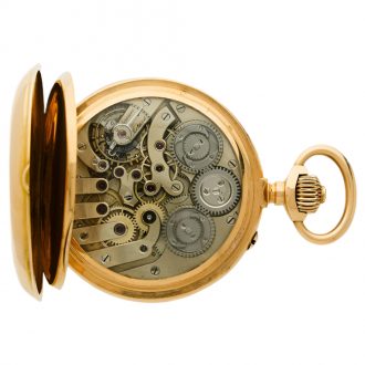 Swiss 18K gold keyless pocket watch with chronograph Circa 1895