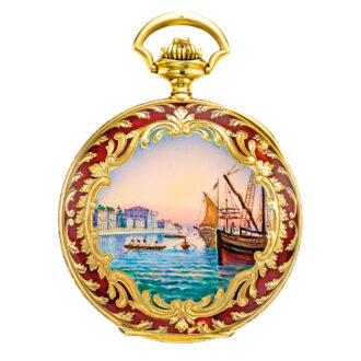 Fine English gold enamel and diamond-set watch Circa 1900
