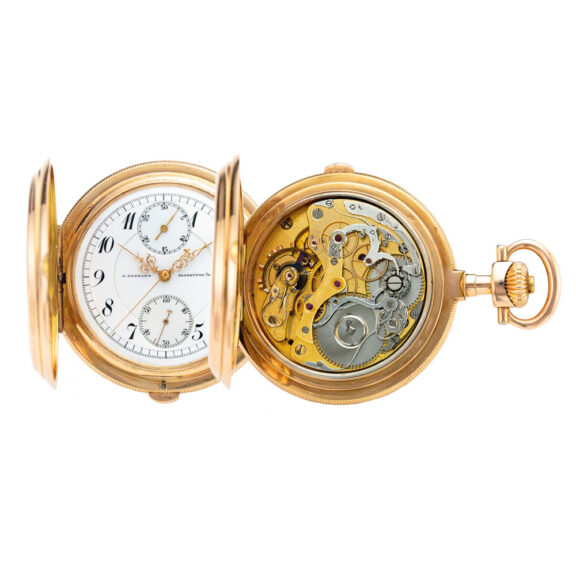 Fine German gold chronograph watch with register Circa 1900 Fine German gold chronograph watch with register Circa 1900