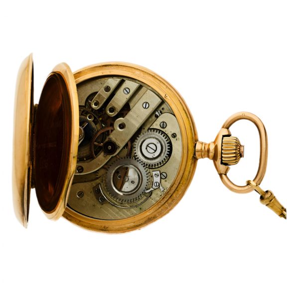 French gold full hunter watch with chatelaine Circa 1895 French gold full hunter watch with chatelaine Circa 1895