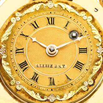 Swiss gold, enamel, ruby and shell bracelet watch Circa 1830