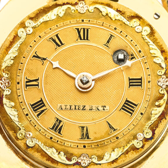 Swiss gold, enamel, ruby and shell bracelet watch Circa 1830 Swiss gold, enamel, ruby and shell bracelet watch Circa 1830