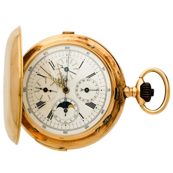 Large Swiss 14 carat gold complicated lever watch Circa 1900