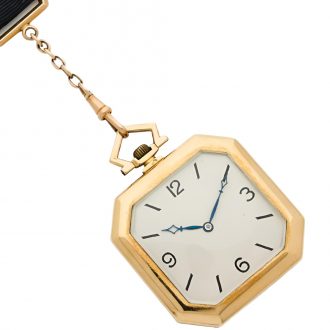 Swiss 18K gold cushion shaped keyless pocket watch Circa 1900