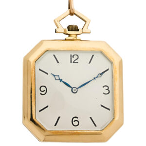 Swiss 18K gold cushion shaped keyless pocket watch Circa 1900