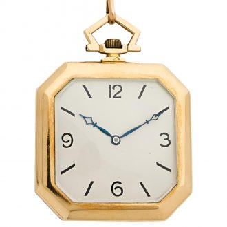 Swiss 18K gold cushion shaped keyless pocket watch Circa 1900