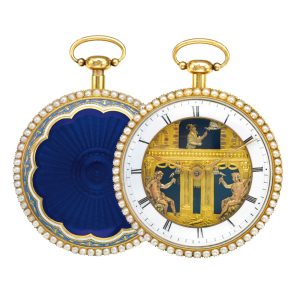 Swiss gold quarter repeating automaton watch Circa 1820
