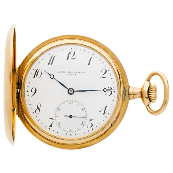 Swiss 18 carat gold hunting cased keyless pocket watch Circa 1910