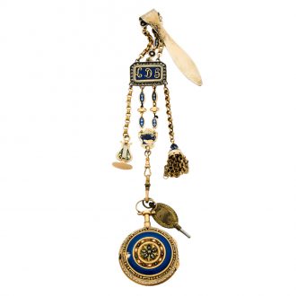 French gold and enamel pocket watch with chatelaine Circa 1765