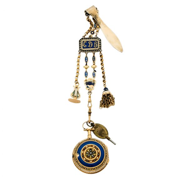 French gold and enamel pocket watch with chatelaine Circa 1765 French gold and enamel pocket watch with chatelaine Circa 1765