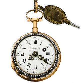 French gold and enamel pocket watch with chatelaine Circa 1765