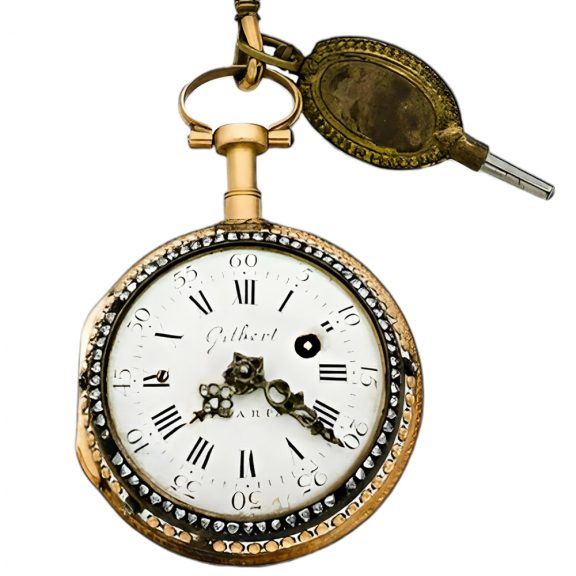 French gold and enamel pocket watch with chatelaine Circa 1765 French gold and enamel pocket watch with chatelaine Circa 1765