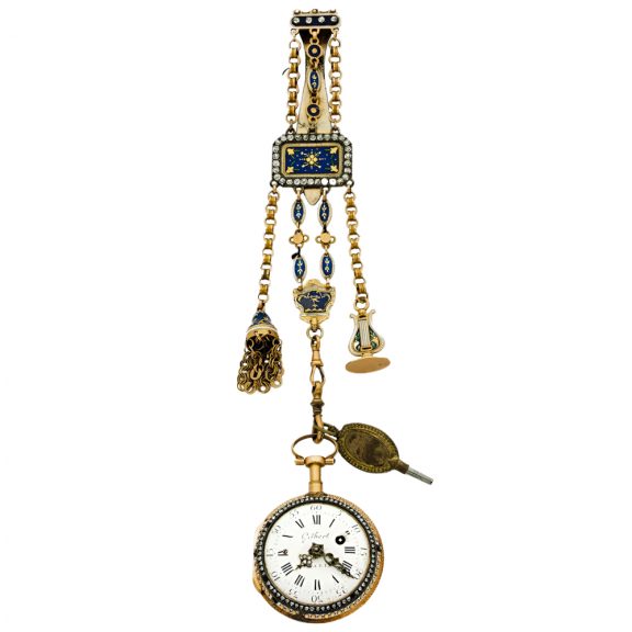 French gold and enamel pocket watch with chatelaine Circa 1765