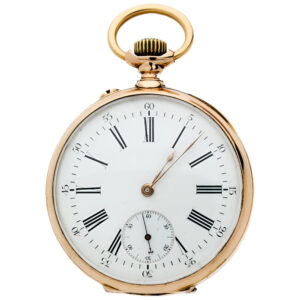 Swiss 18 carat gold open faced keyless lever watch Circa 1886