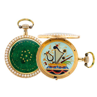 Swiss gold, enamel and pearl repeating automaton Circa 1814